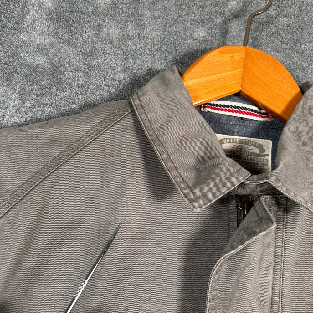 White Stuff Harrington Jacket Laundered Classics Mens S Taupe Grey Cotton Twill - Picture 5 of 16